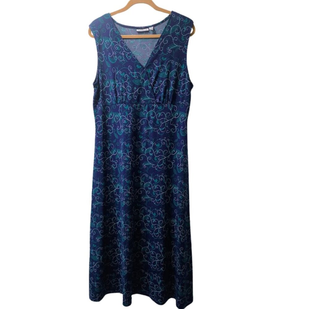 Croft & Barrow blue floral paisley maxi‎ dress XL